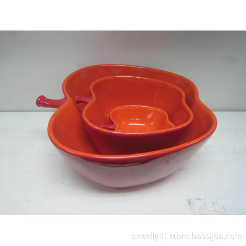 Fruit Bowl, Apple Shape Bowl, Serving Bowl, Set of 3 Bowl